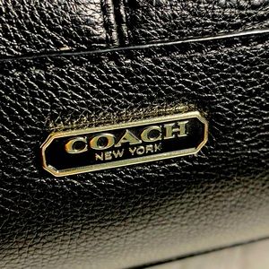 Coach black and gold tote bag medium size leather